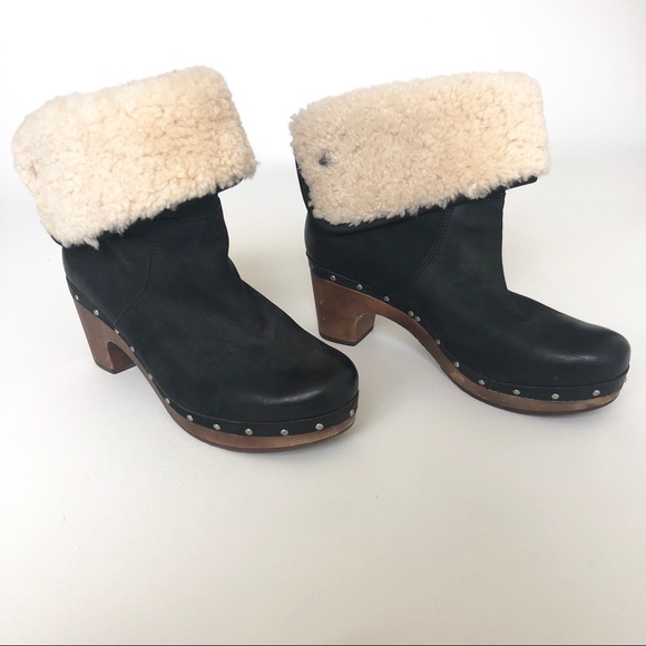 shearling lined clog boots